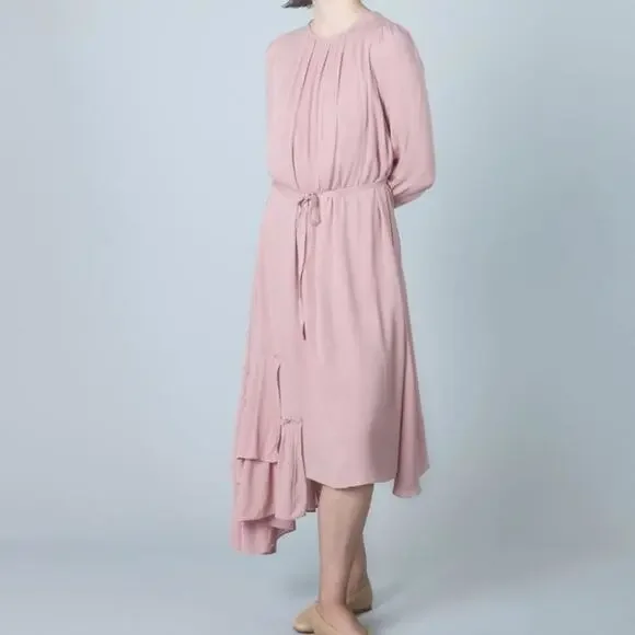 Solika White Asymmetrical Dahlia Dress Lagenlook Minimalist Size L - Picture 8 of 9